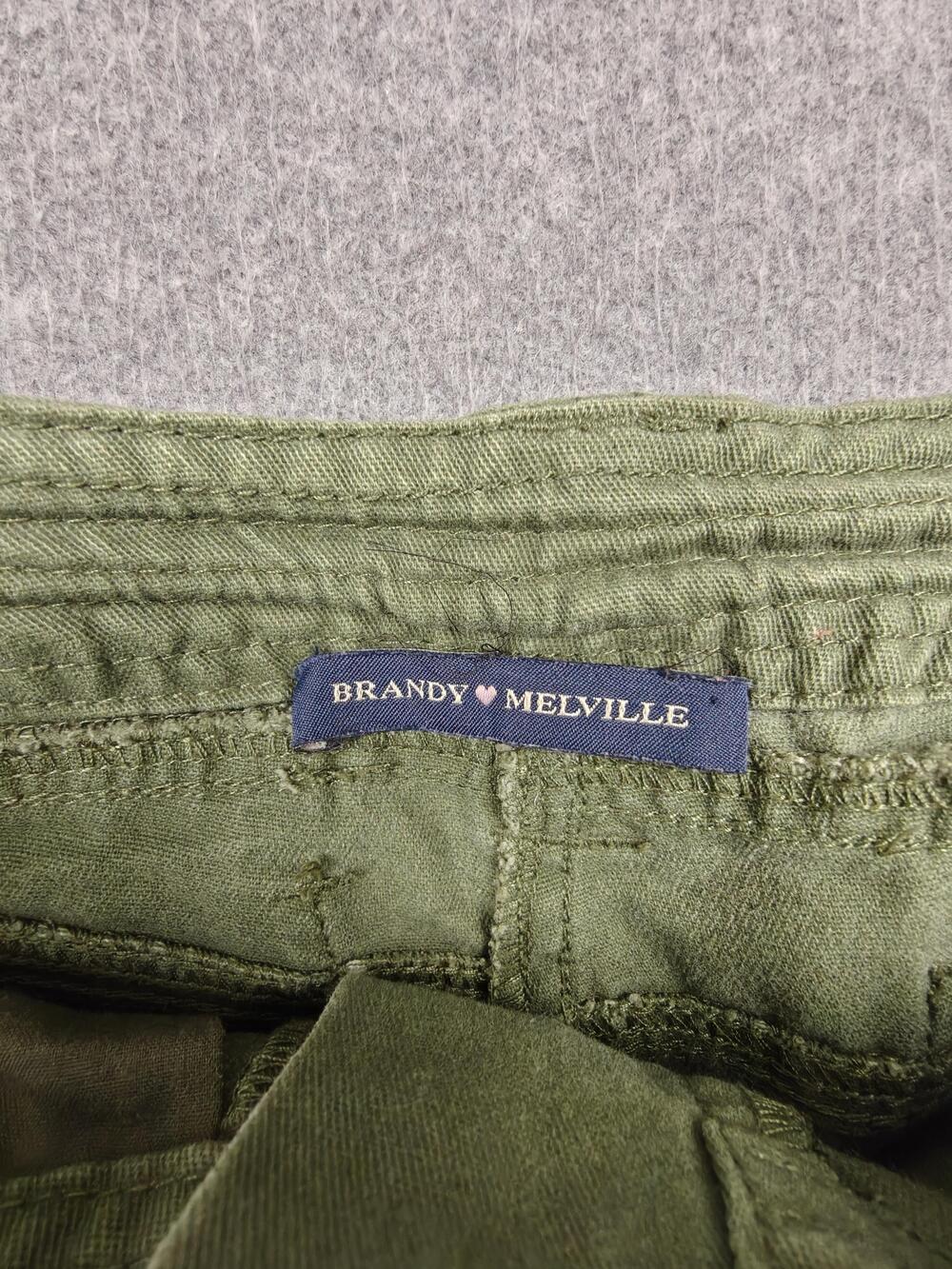 Brandy Melville Cargo Pants Womens One Size Green Twill Adjustable Waist Utility - Picture 4 of 11